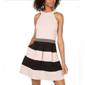 Speechless Fit & Flare Blush & Black Mini Dress Jr Size Medium
